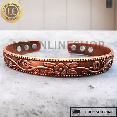 Ladies Copper Magnetic Bracelet Carpal Tunnel Bangle Arthritis Pain Relief Rose • £6.99