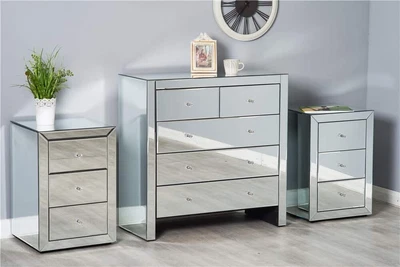 £130 • Buy Bedside Table For Bedroom- Essential Furniture-Mirrored With Excellent Storage