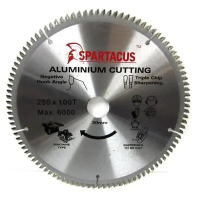 £26.99 • Buy Spartacus Aluminium Saw Blade 250 Mm X 100 Teeth X 30mm Dewalt DW742 D2W710