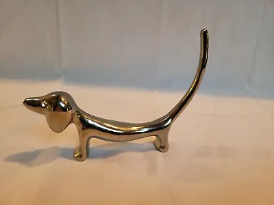 Dachshund Silver Toned Ring Holder Rhinestone Eyes • $12.99