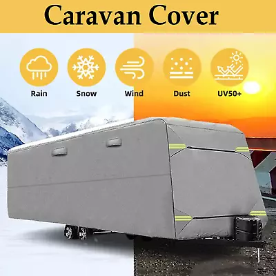 Heavy Duty 20-22ft 4 Layer  Caravan Campervan Cover  UV Waterproof Carry Bag AUS • $209.99