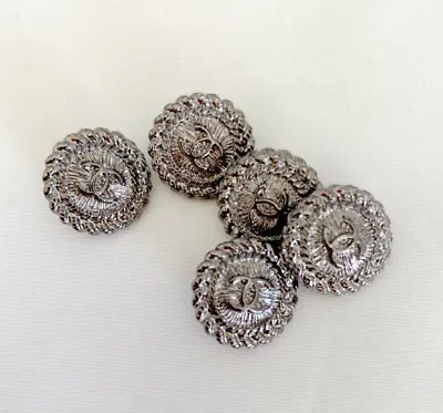 CHANEL Vintage Silver Metal Button 15 Mm (Set Of 5) • $70