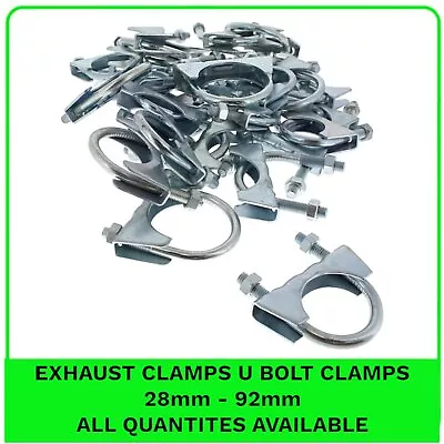 U Bolt Clamps Universal Clips Exhaust Heavy Duty With Nuts 28mm To 92mm 1  To 4  • £3.20