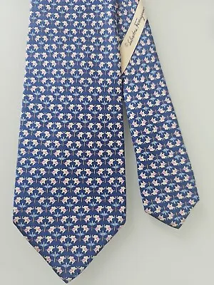 Salvatore Ferragamo Tie ELEPHANS In  BLUE Color. ALTERED TIE. • $60