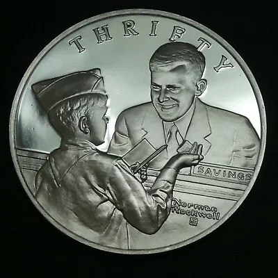 NORMAN ROCKWELL A SCOUT IS THRIFTY FM Stereling Silver Medal Coin 0.80 Oz 39 Mm • $49.99