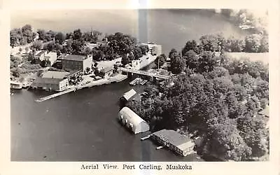 PORT CARLING Ontario Canada Postcard RPPC Muskoka Lakes Area Aerial View Of Town • $8.99