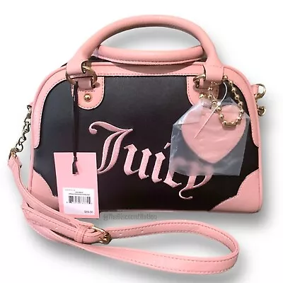 Juicy Couture Liquorice Black & Pink Urban Heritage Bowler Bag Purse NWT • $145.60