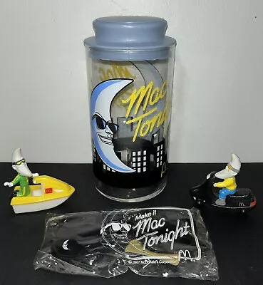 Vintage 1988 McDonald's MAC TONIGHT Candy Jar Cannister Lidded Glass Collectible • $39.99