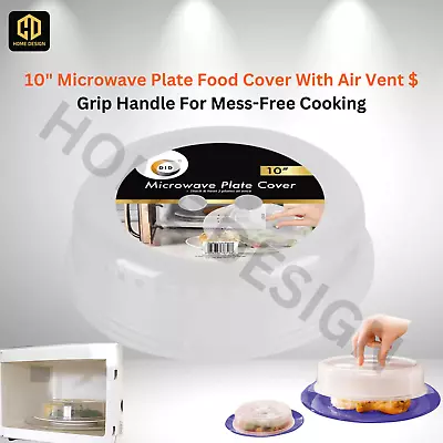 10  Microwave Plate Food Cover With Air Vent & Grip Handle For Mess-Free Cooking • £5.99