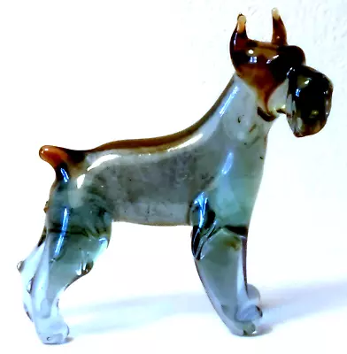 Hand Made Blown  Murano  Glass Collectable  Zwerg Schnauzer Dog  Figurine • £17.44