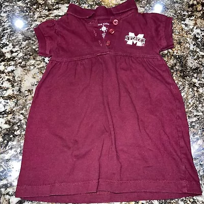 Creative Knitwear Mississippi State Polo Dress With Bulldog Logo Size 3/6 M • $18