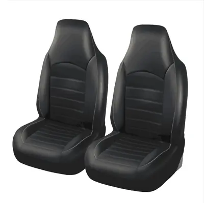 PU Leather Car Seat Covers Protector Cushion Black/Gray Front Cover Universal X2 • $58.40