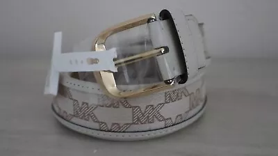 Michael Kors 29556226C 101 Womens Sz S White Signature  MK  Logo Cotton Belt $68 • $26.82