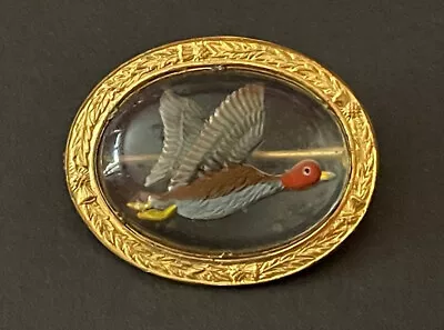 HTF Vintage Mizpah 1950’s Gilt Reverse Carved Glass Hand Painted Flying Duck • $44.95