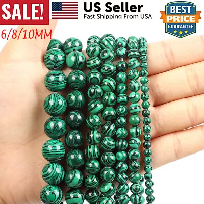 15.5'' Malachite Stone Healing Loose Beads For Bracelet Jewelry Making 6/8/10MM • $6.99