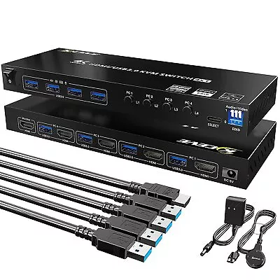 4K@60Hz USB 3.0 KVM Switch Hub Share Converter 4 Ports KVM Switch For Window • $108.43