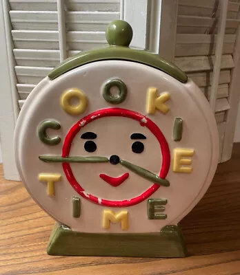 Vintage Retro Cookie Time Cookie Jar Classics By Jonal Co. Cream & Green • $59.95