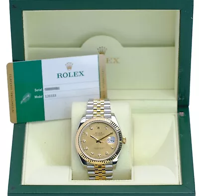 Rolex Datejust Ii 126333 Mens Watch 41mm Two-tone Champagne Diamond Box&cert • $17880