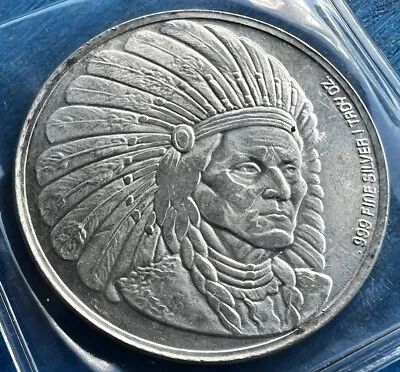Vintage 1992 Enviromint Indian Chief 1 Oz .999 Fine Silver Round • $73.64