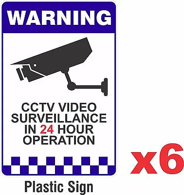 6 PACK - Warning CCTV Security Surveillance Camera Rigid Plastic Sign 200x300mm • $25.41