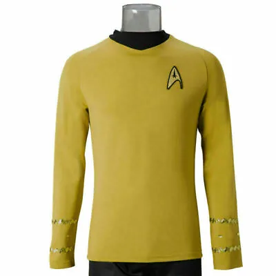 The Original Series Captain Kirk Gold Shirts Uniform TOS Starfleet Mens Tops • $29.90