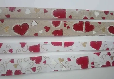 White Natural Red Hearts Ribbon Valentines Day Wedding Anniversary 25mm 38mm • £2.42