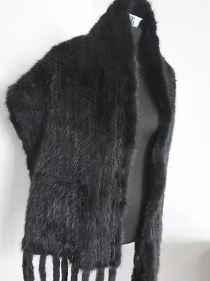 New Braid Genuine Mink Fur Cape Fur Scarf  Premium Quality 200*38 Cm Black Wrap • $99