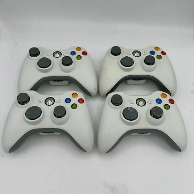 $9.99 • Buy Lot Of 4 Used Microsoft Xbox 360 Wireless Controllers - White -No Battery Covers