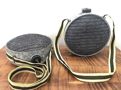 Set Of 2 Vintage Western Canteen Two Quarts Wool Insulated Canister With Strap • $30