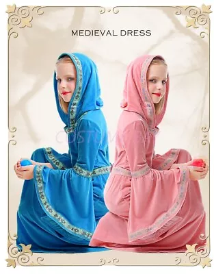 Girls Gothic Medieval Renaissance Princess Costume Queen Vintage Dress Ball Gown • $39.95