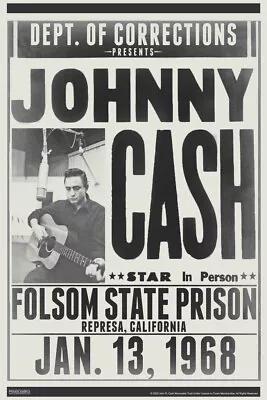 $10.98 • Buy Johnny Cash Folsom State Prison Concert 1968 Vintage Country Music Poster 12x18