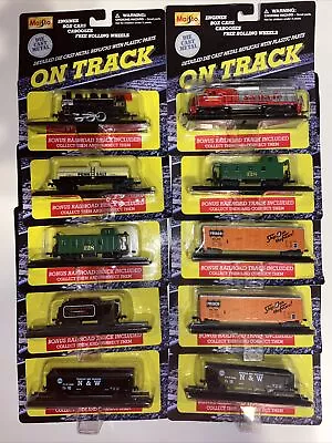 10 Vintage Maisto On Track Engine/Box Car/ Tanker Die Cast 1999 On Card NEW !! • $99.97