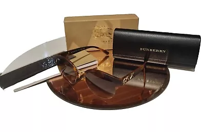 Burberry Women's Sunglasses In Case & Box Havana Round Tortoise Shell Gold  • $159