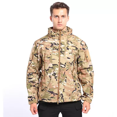 Men's Tactical Soft Shell Jacket Waterproof Fleece Camouflage Outdoor Warm Coats • $50.34