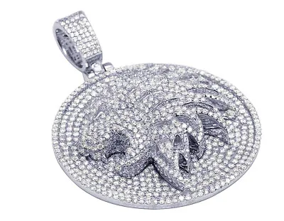 Mens Lion White Gold 3D Medallion 12CT Real Diamond  Pendant 14K 2.7  • $8099.99