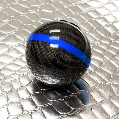 Carbon Fiber Racing Ball MT Gear Shift Shifter Knob W/ Blue Stripe Universal • $24.88