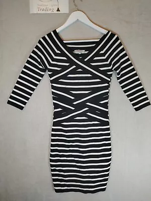 Morgan De Toi  Dress Ladies Monochrome Tight Fitted Size 8-10 Wedding/Smart • £23.99