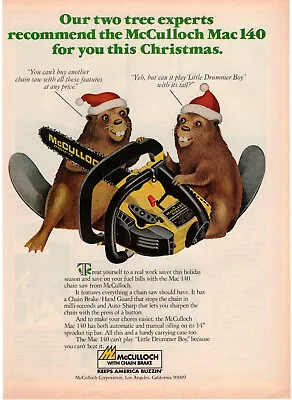 McCulloch Mac 140 Chain Saw Beavers 1977 Vintage Print Ad Original Man Cave • $7.99
