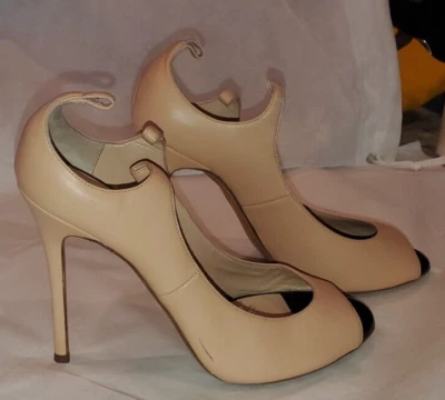 $20 • Buy GIUSEPPE ZANOTTI Leather Peep-Toe Stiletto Heels (39 IT; 9 US) Need Ankle Strap