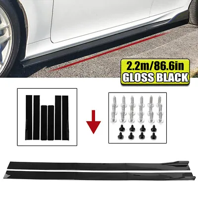 86.6  Gloss Black Car Universal Side Skirts Extension Rocker Panel Splitter Lip • £25.95