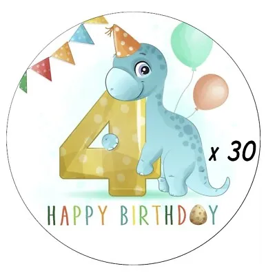 30 Edible Dinosaur 4th Birthday Cupcake Toppers Wafer Paper Fairy Cakes • £2.50