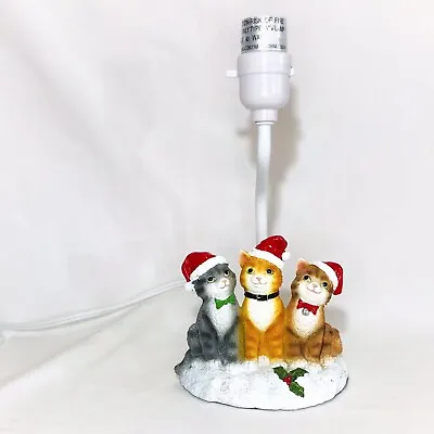 $19.80 • Buy Vintage Cat Trio Lamp Christmas Santa Hats No Shade WORKS