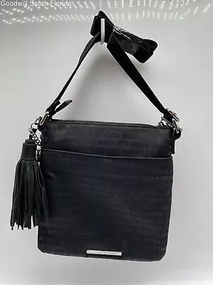 Steve Madden Womens Black Signature Print Inner Pockets Tassel Crossbody Handbag • $14.24