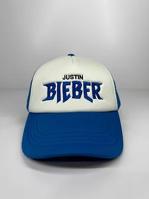 Justin Bieber Trucker Cap Hat Blue Adjustable One Size Fits Most Cotton On • $21.95