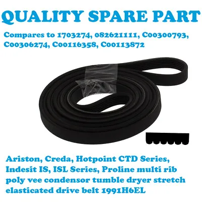 Tumble Dryer Drive Belt 1991H6EL For HOTPOINT H3 D91GS UK H3 D91WB UK IDC75BUK • £9.95