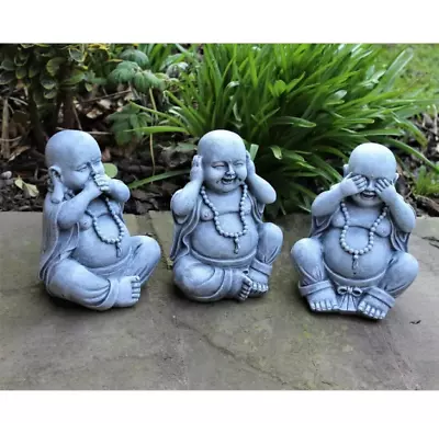 Happy Laughing Buddha Plastic Garden Statue Outdoor Art For Patio Backyard • £40.78