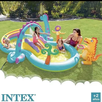 Intex Dinoland Inflatable Dinosaur Kids Play Centre Paddling Pool & Water Slide • £49