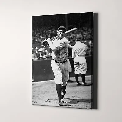 Babe Ruth New York Yankees MLB Baseball Canvas Wall Art Print • $49