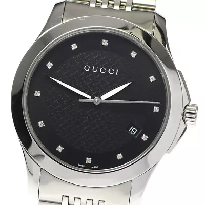 GUCCI G Timeless 126.4/YA126405 12P Diamond Black Dial Quartz Men's Watch_802969 • $425.79