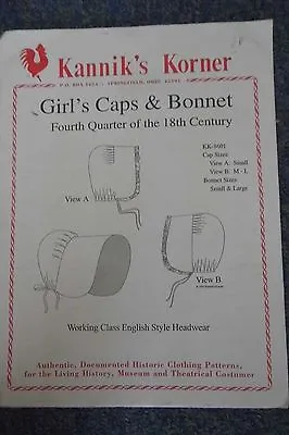 £10.20 • Buy Kannik's Korner - Girls Caps & Bonnet - Fourth Quarter Of The 18th Century